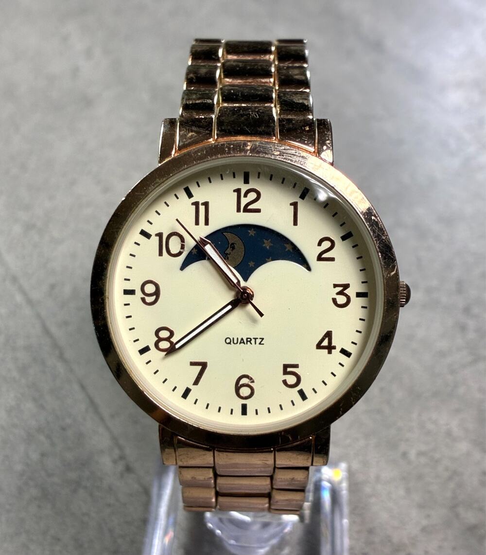 American Eagle Men's Sun Moon Phase Watch 40mm Rose Gold 7.5" Bracelet Working